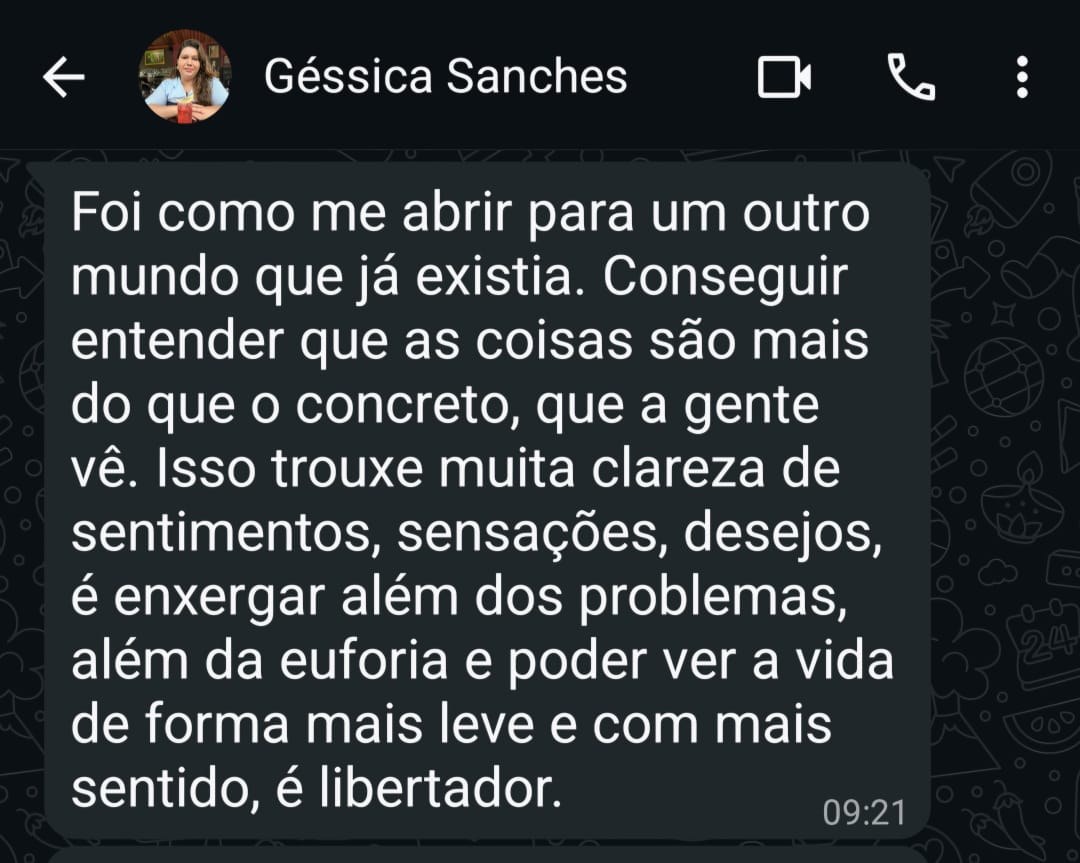 Depoimento de Géssica Sanches sobre o curso A Linguagem Secreta da Sua Vida