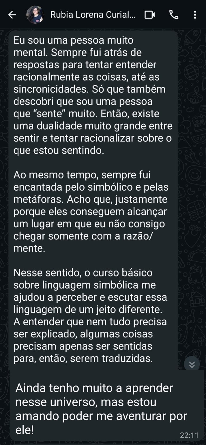 Depoimento de Rubia Lorena sobre o curso A Linguagem Secreta da Sua Vida